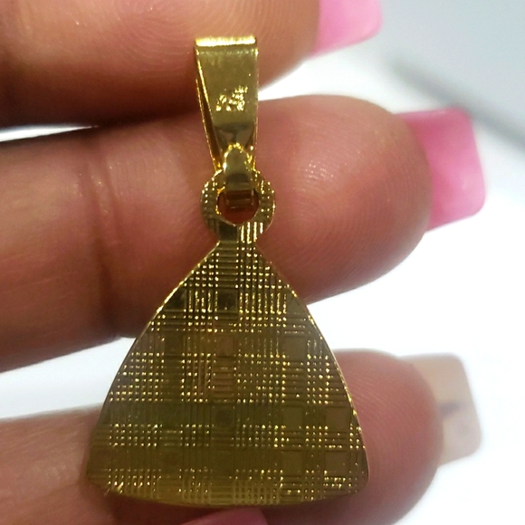 Mens & Womens Black Triangle Pendant Crystal Gold for Chain - Picture 6 of 8